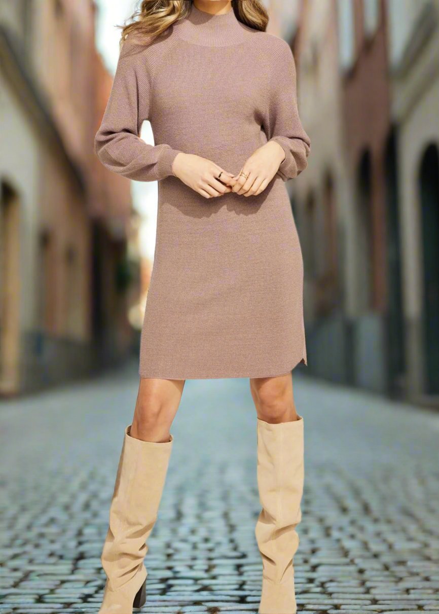 MOCK NECK SWEATER DRESS