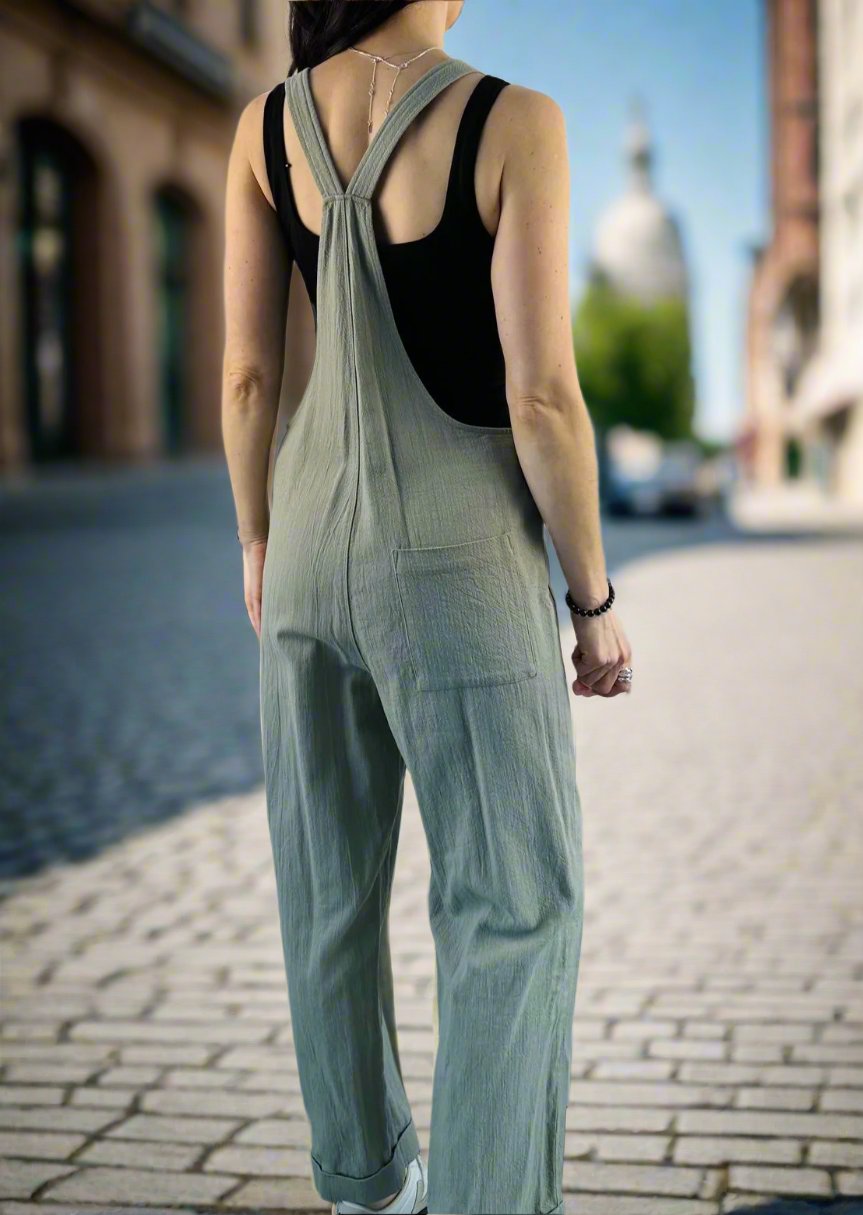 AUSTEN ALOE CUFFED OVERALLS