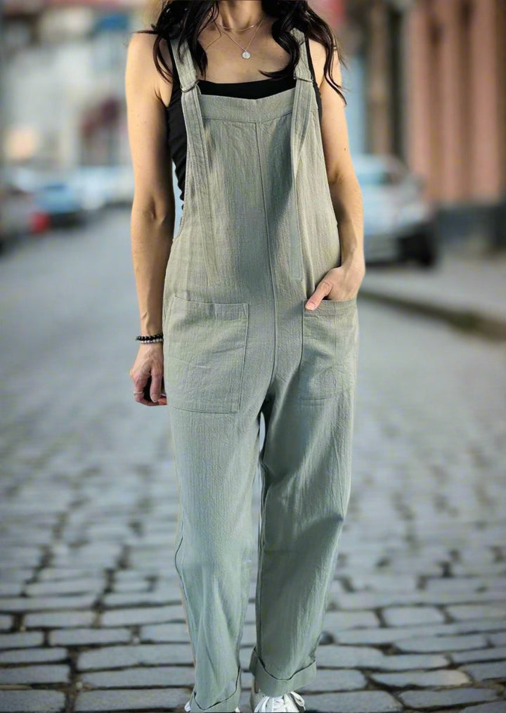 AUSTEN ALOE CUFFED OVERALLS