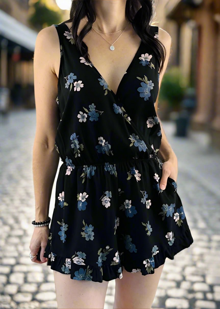 DAWN BLUE FLORAL ROMPER