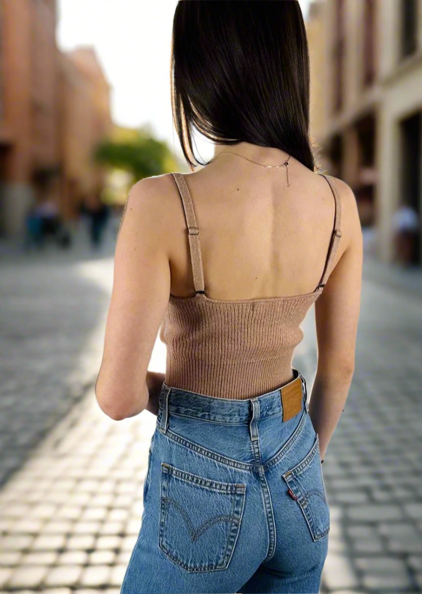 HEATHER SAND FUZZY TANK TOP