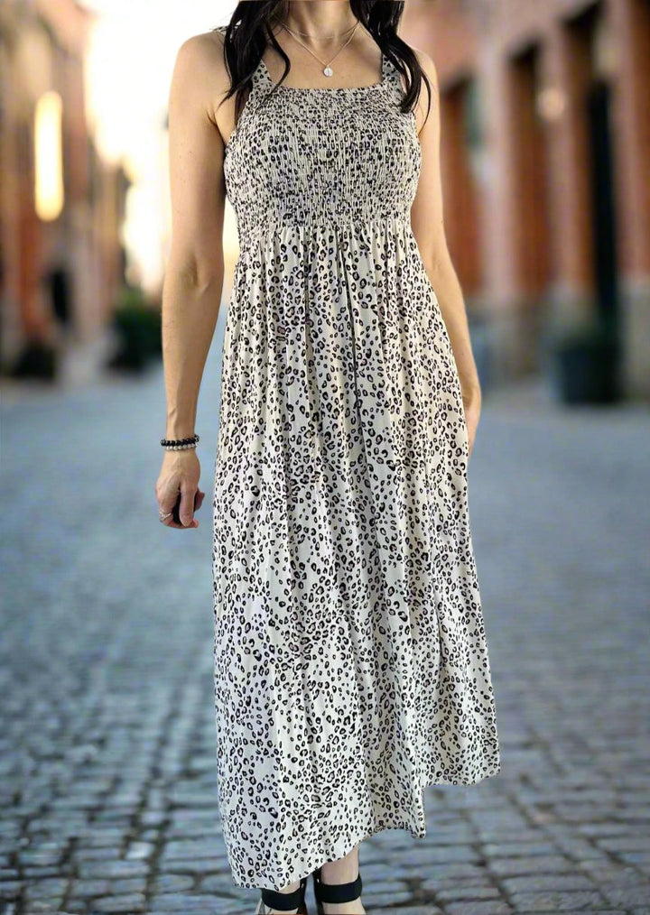 JACEY ANIMAL PRINT MIDI DRESS