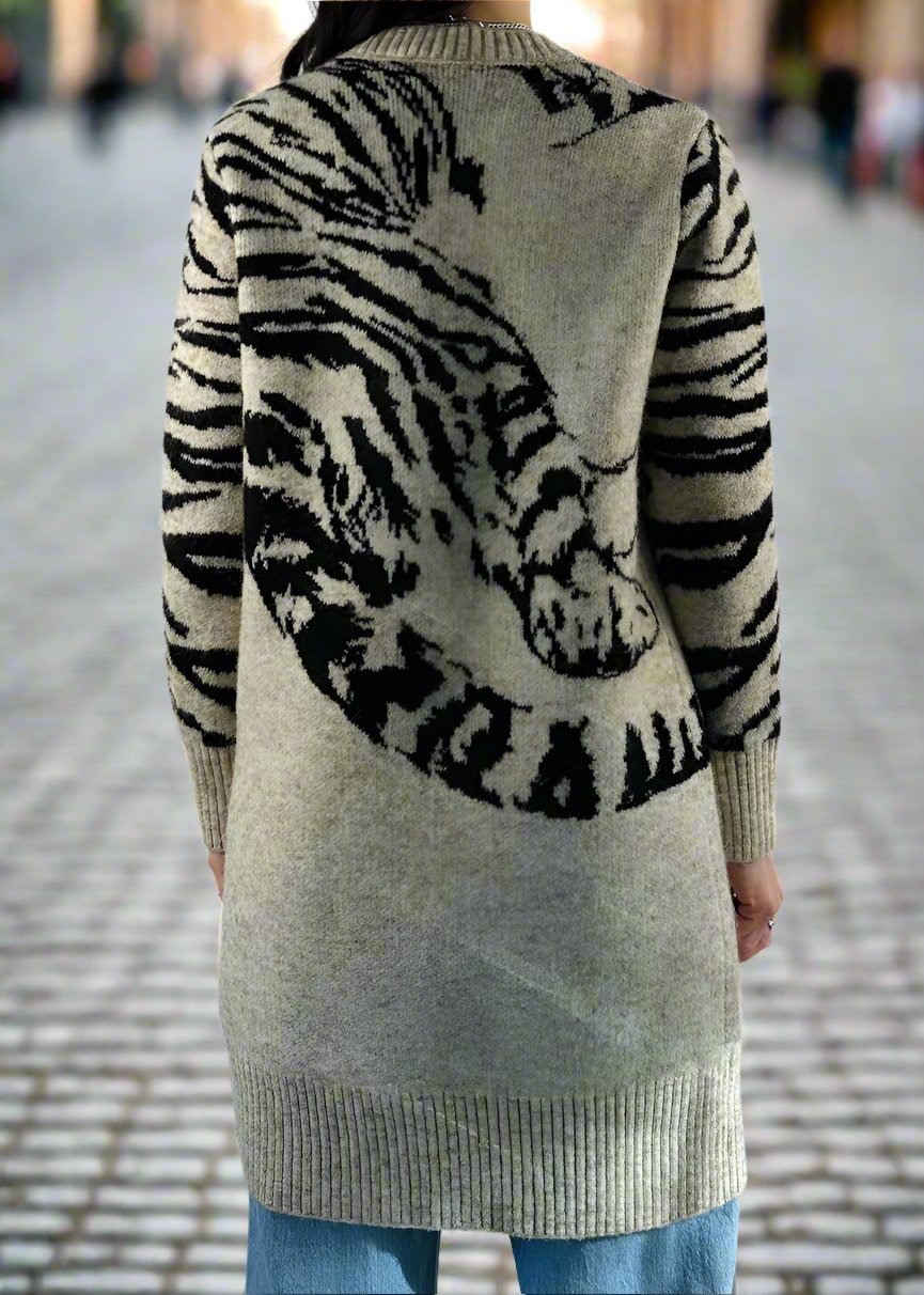 KYANA OPEN FRONT TIGER CARDIGAN