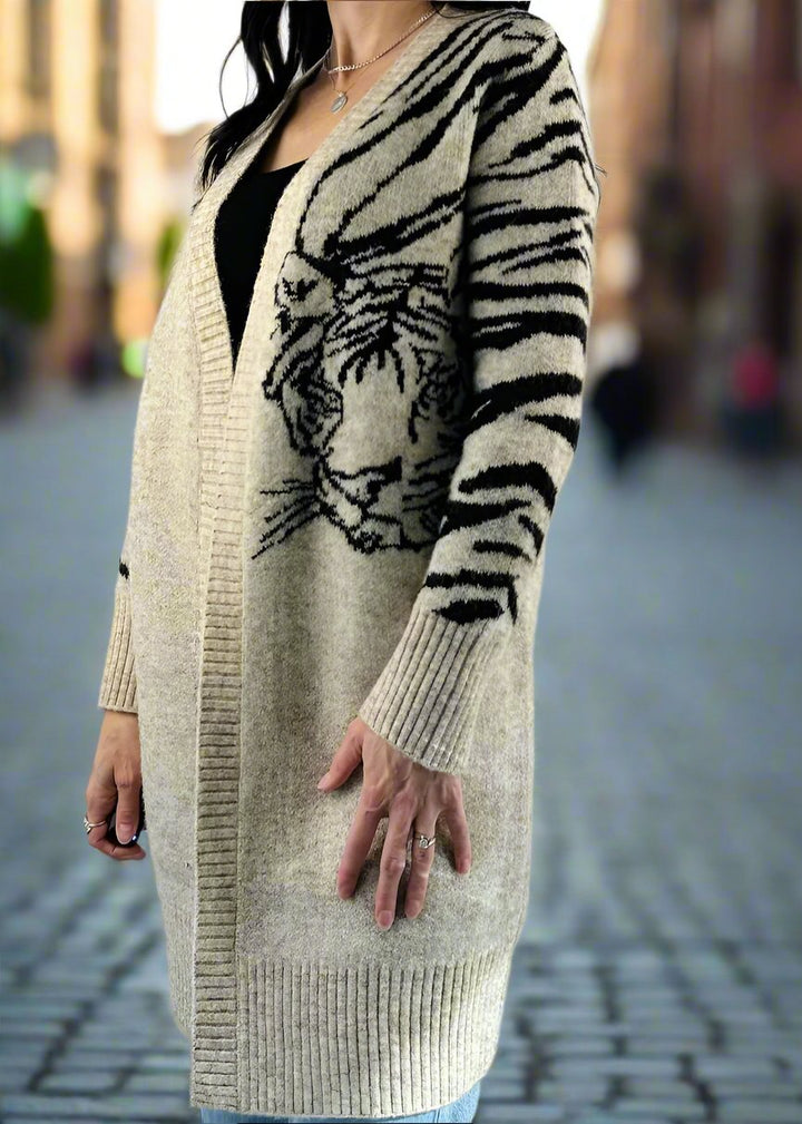 KYANA OPEN FRONT TIGER CARDIGAN