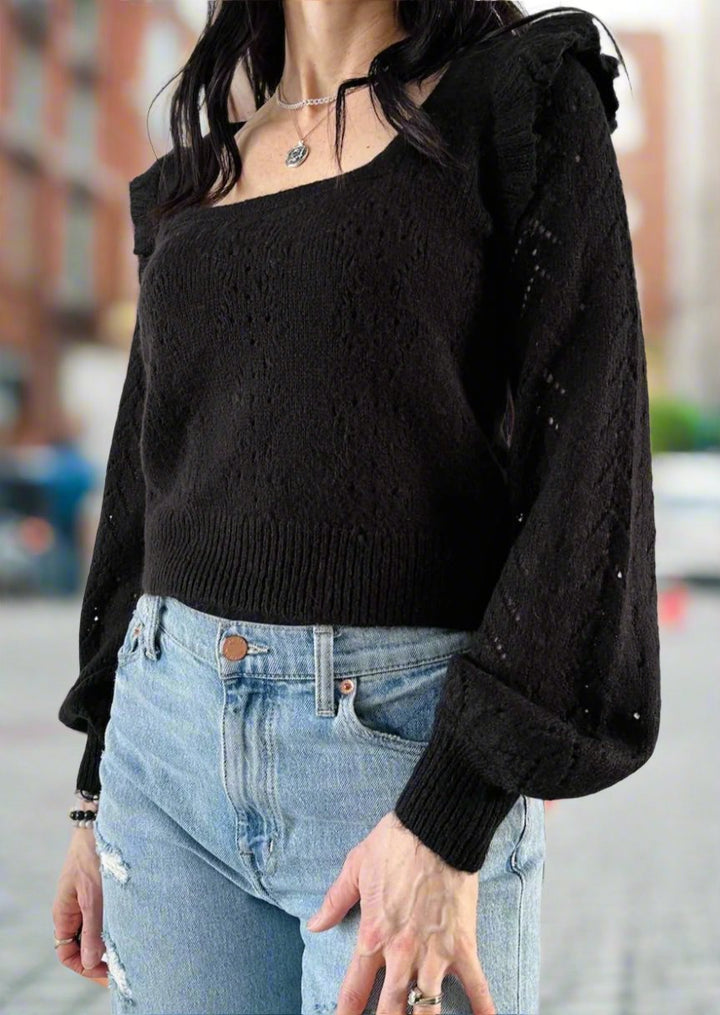 Lori Ruffle Shoulder Sweater