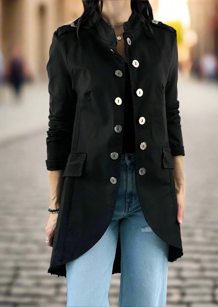 MILITARY BLACK WASHED MIDI JACKET