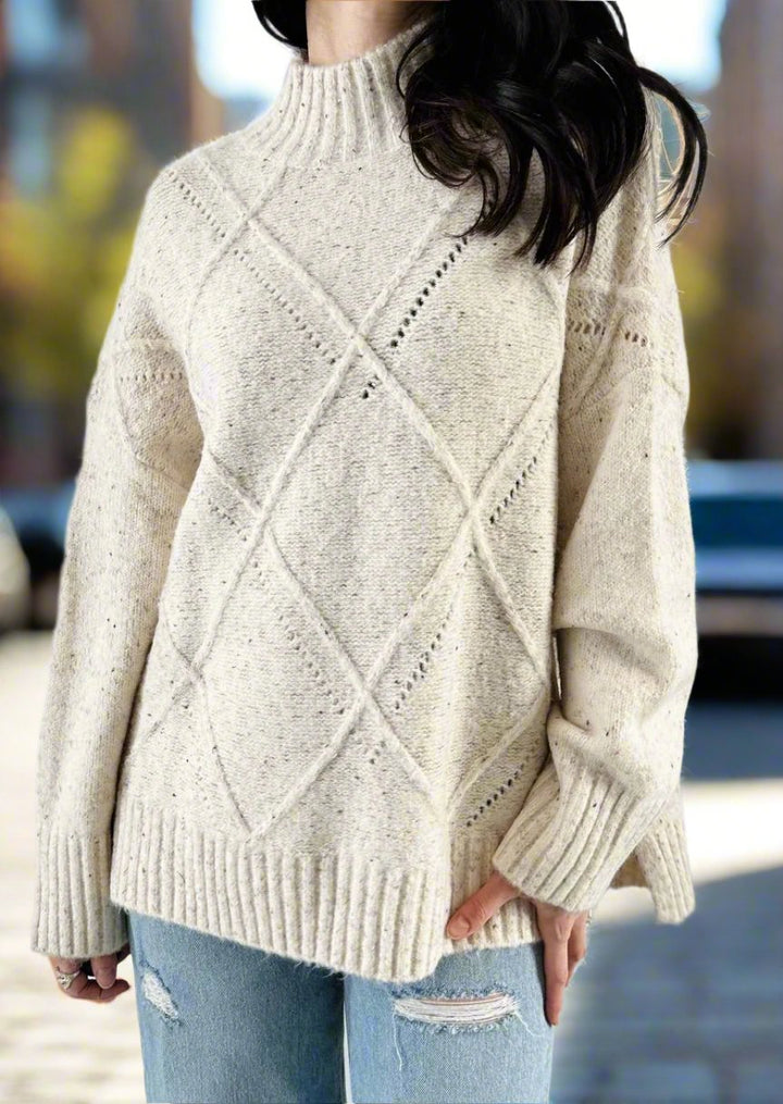 Oatmeal Mock Neck Sweater