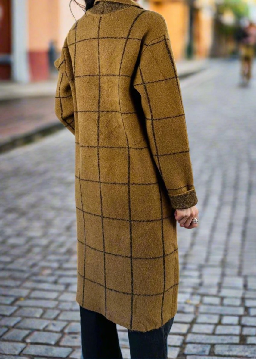 PLAID SWEATER COAT