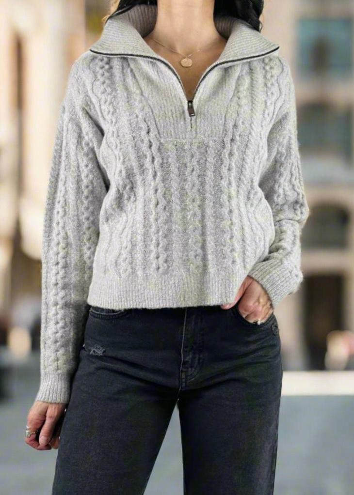 QUARTER ZIP SWEATER