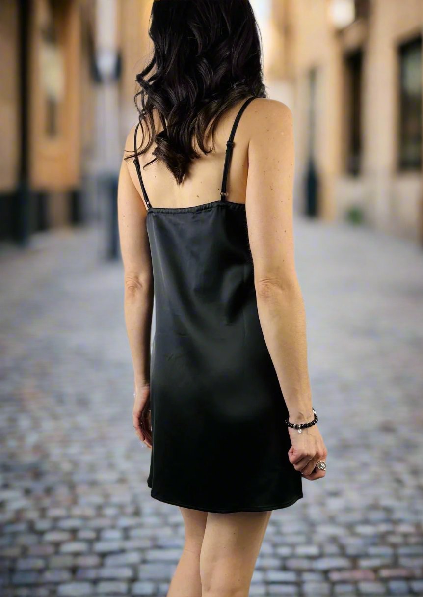 SATIN MINI SLIP DRESS