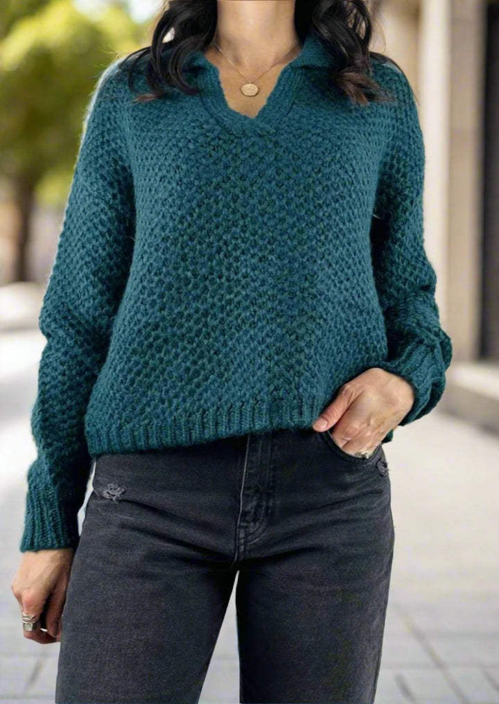 COLLARED SPRUCE SWEATER