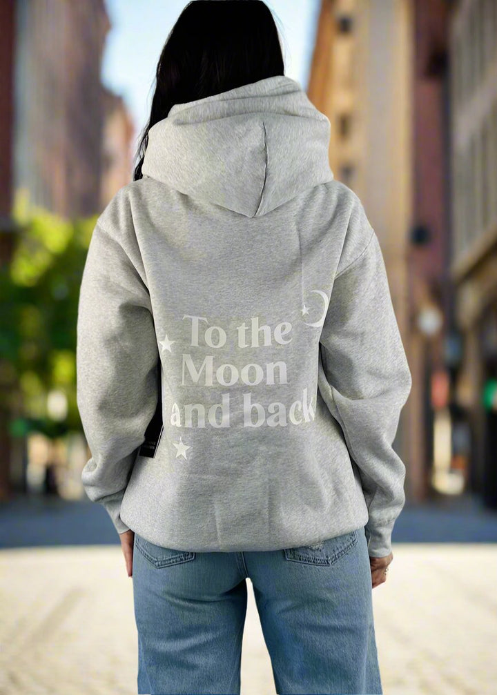 TO THE MOON AND BACK PEBBLE GREY CLASSIC HOODIE