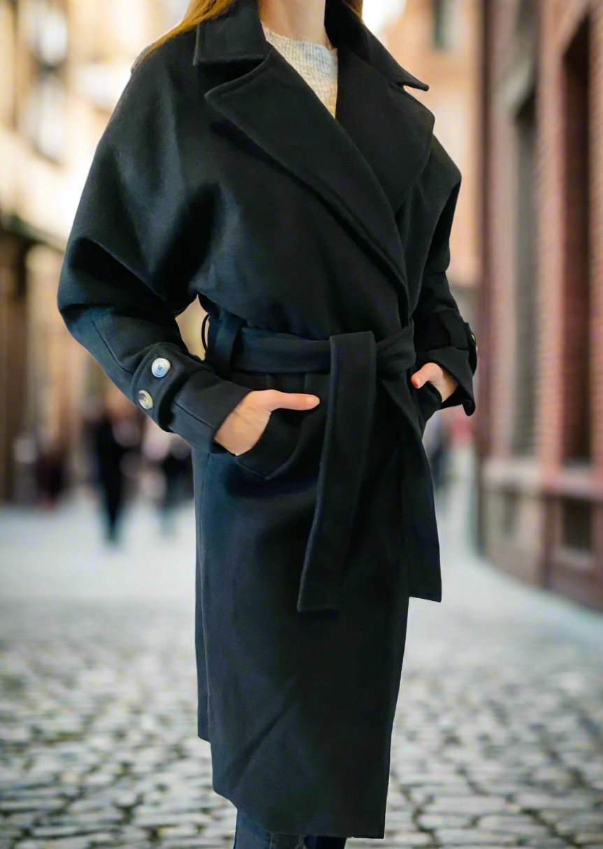 ALBA LONG LENGTH BLACK COAT