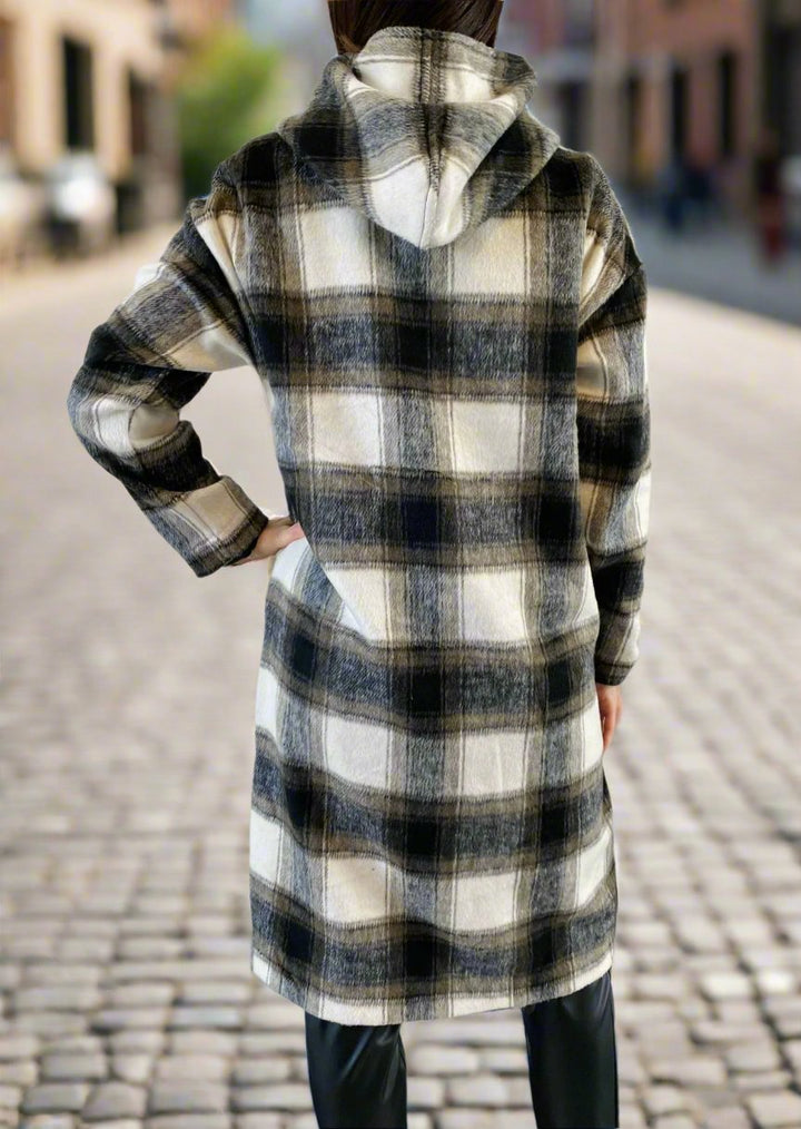 HOODED PLAID JACKET