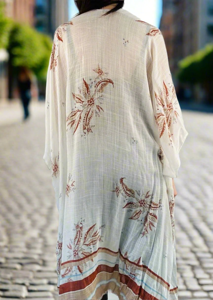 MOSAIC WHITE GARDEN KIMONO