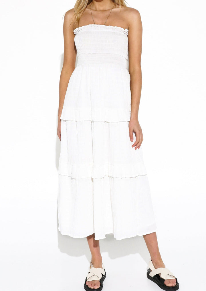 NEVADA WHITE STRAPLESS MAXI DRESS