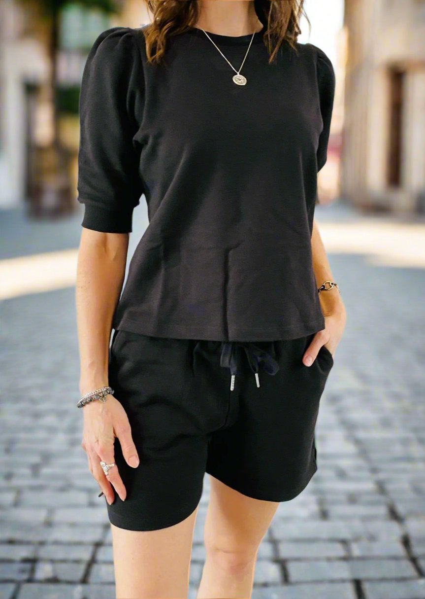 PUFF SHORT SLEEVE BLACK SWEATSHIRT