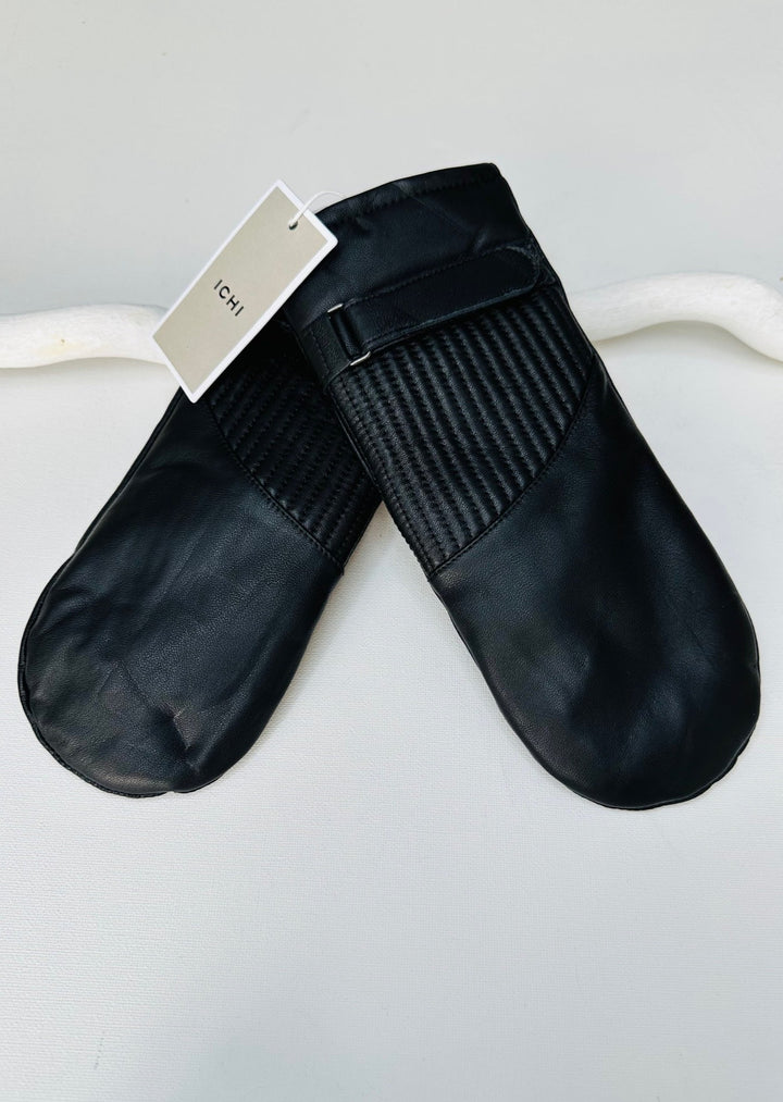 SANI LEATHER BLACK MITTENS