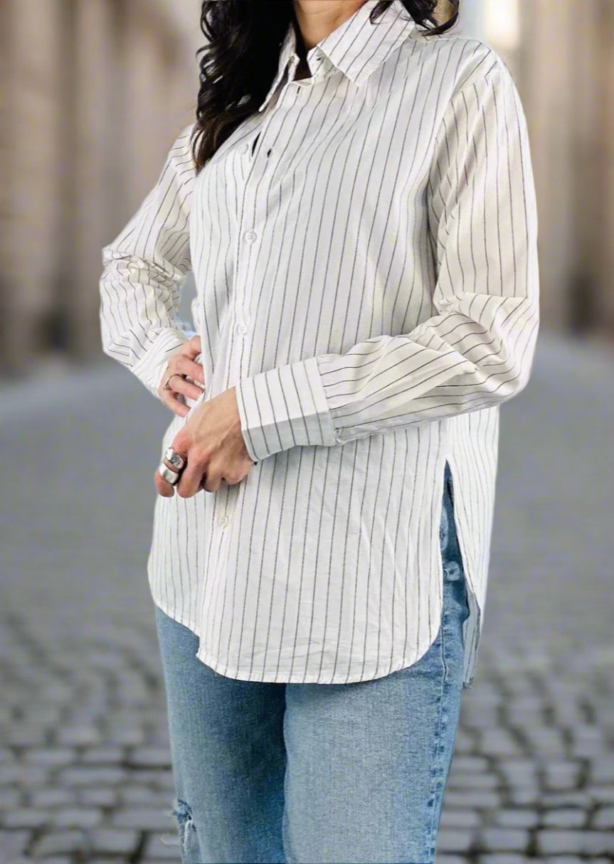 STRIPE POPLIN OVERSIZED SHIRT