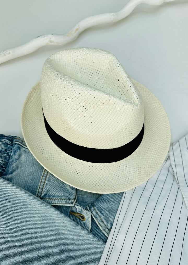 ZWARTKOP IVORY & BLACK PAPER STRAW HAT