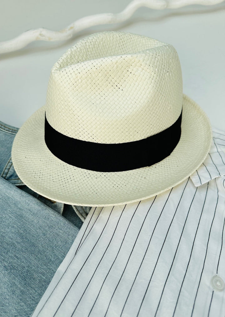 ZWARTKOP IVORY & BLACK PAPER STRAW HAT