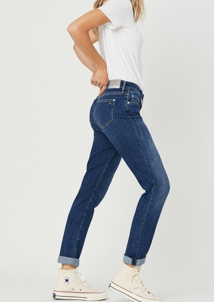 KATHLEEN MID FEATHER BLUE JEAN