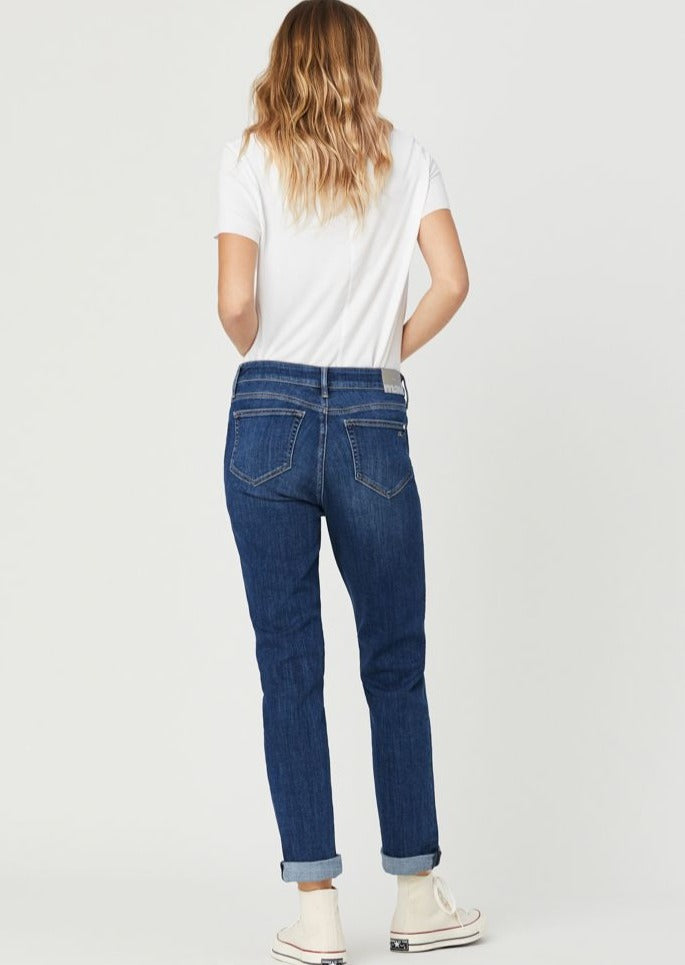 KATHLEEN MID FEATHER BLUE JEAN